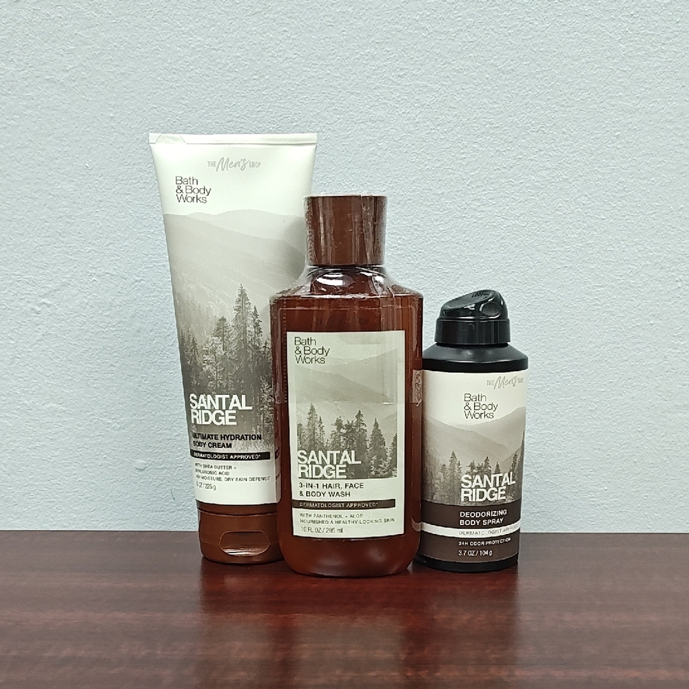 Bath & Body Works Men's SANTAL RIDGE 3 Piece Bundle Set